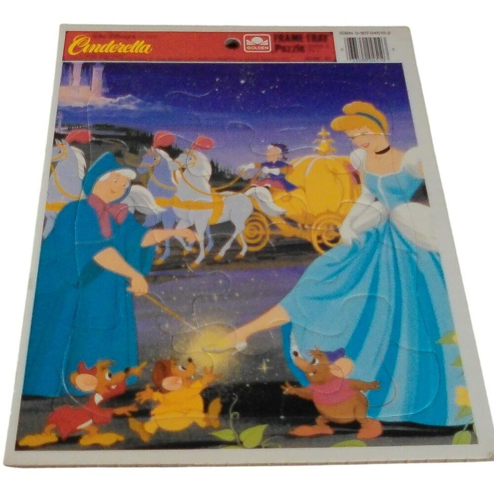 Vintage Walt Disney Cinderella Frame-Tray Puzzle Golden Books Fairy Godmother